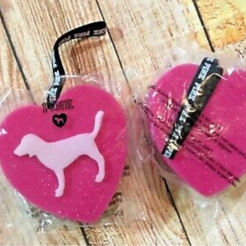PINK Victoria's Secret PINK HEART DOG Shower Sponge Loofah Foam Strap